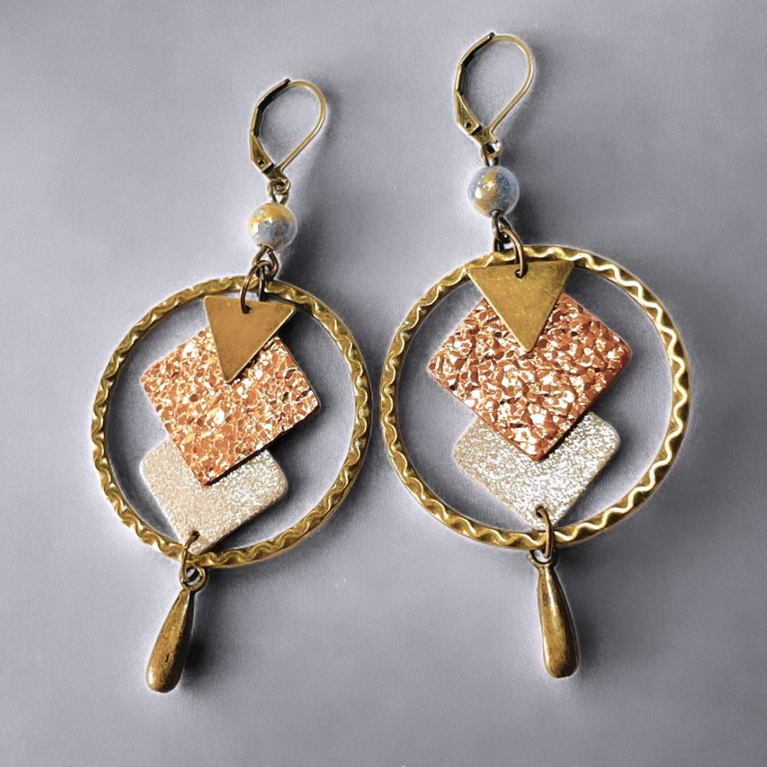 Adamante Creole Leather Earrings