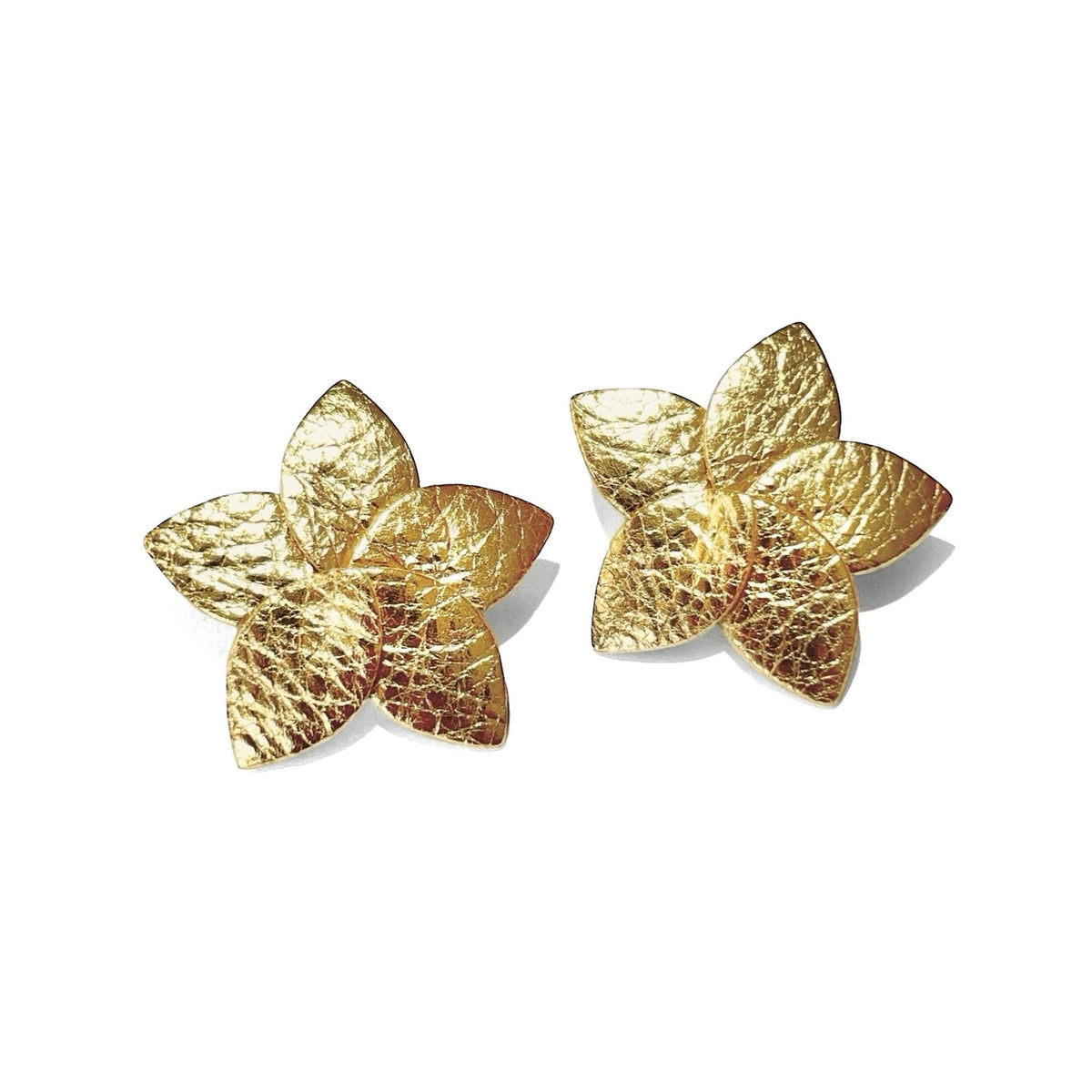 Boucles D'oreilles Fleurs Vertes Avec Perle Blanche - Doré, Clous, Neuves Avec étiquettes
