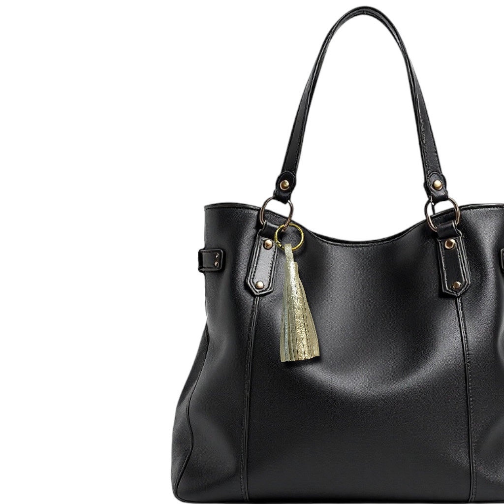 Bijou de sac bronze maxi pompon, en cuir Couleurs