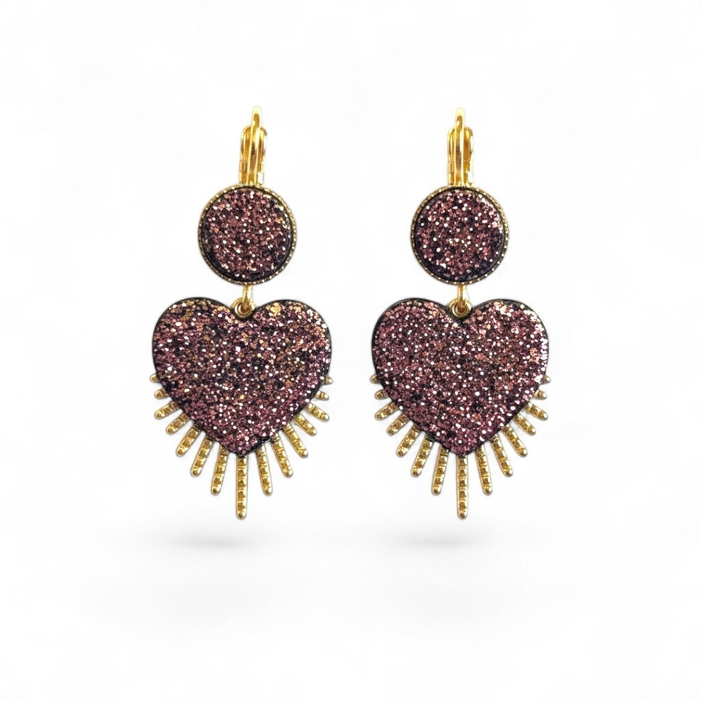 Pendientes de cuero con purpurina Venus