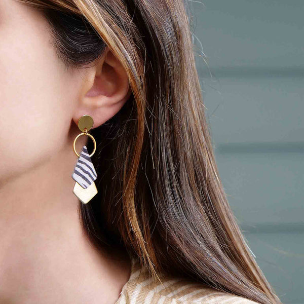 puces fabriquées main acier doré l'or fin cuirs recyclés zébré noir et doré