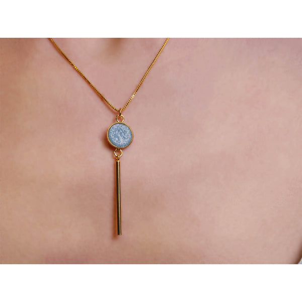 collier fin doré cuir chaîne maille carrée ajustable topaze pailleté